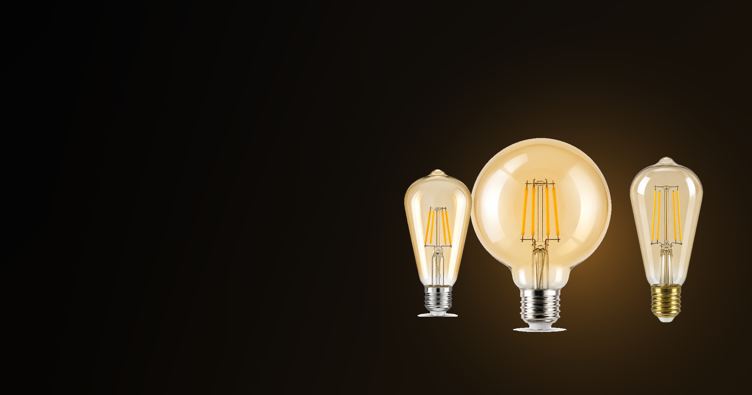 Decorative LED filament bulbs in classic and globe shapes